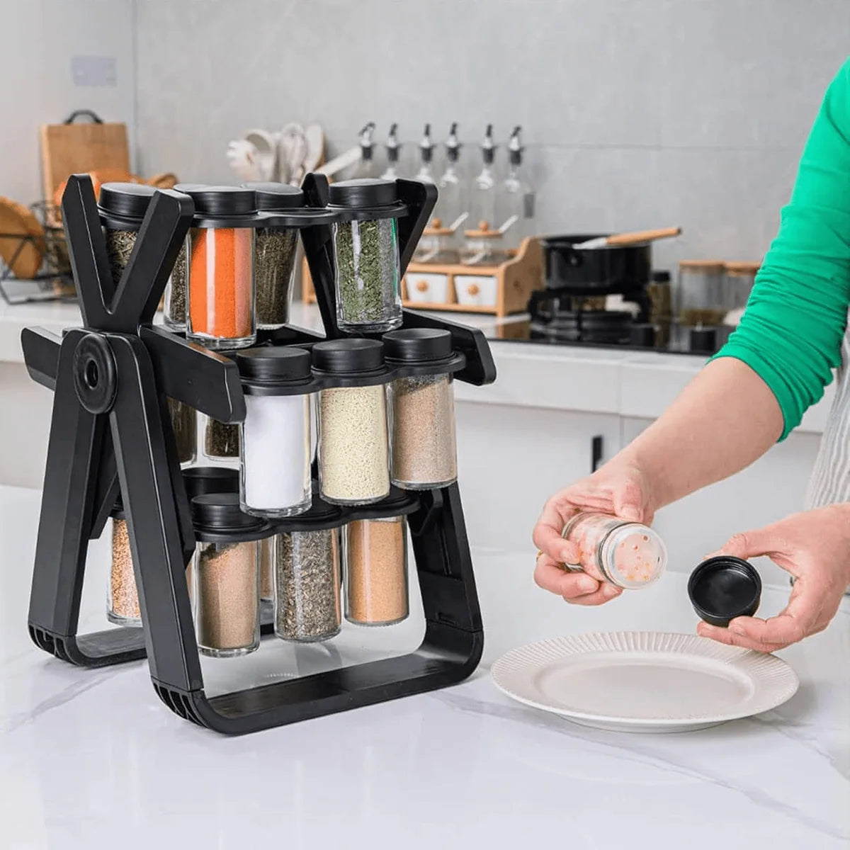 18-Jar Rotating Spice Rack with Spice Jars – Saudi Cart